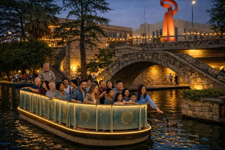 San Antonio Premium Night Driving Tour with Riverwalk Boat Cruise - Photo 1 of 22
